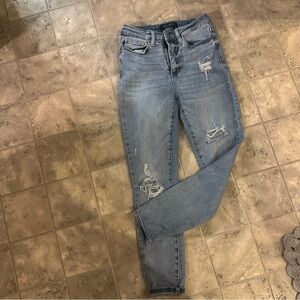 Judy Blue Skinny Fit High Rise Distressed Denim Jeans Light Wash Size 3/26